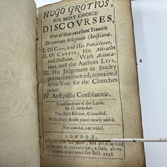 Hugo Grotius Discourses 1688 London Early Theology Leather (26-8)