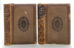 1858 Henry Wadsworth Longfellow Poems 2 vols FULL LEATHER BINDINGS SHABBY DECOR