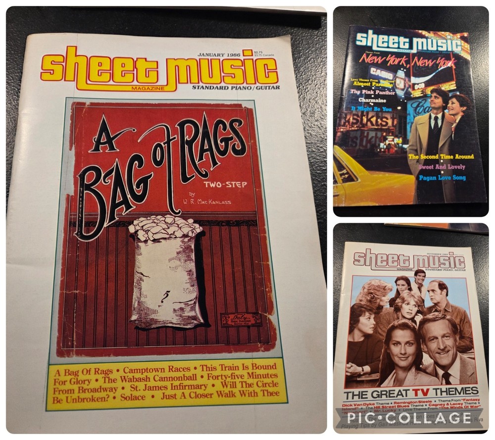 Sheet Music Magazine 1980s Lot Of 3 A Bag Of Rags The Great TV Themes Records