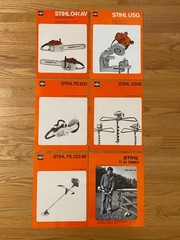 Lot of 6 Stihl 041 AV, USG, TS 200 Chainsaw Information Sheet Catalog Vintage