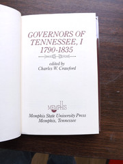 GOVERNORS OF TENNESSEE I 1790-1835 C. CRAWFORD 1979 SERIES VOL. 3 HB 212 Pages