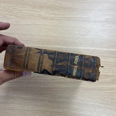 1882 Holy Bible American Bible Society New York Leather Bound Gilt Edges Antique