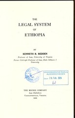 The Legal System of Ethiopia Redden, Kenneth R.: