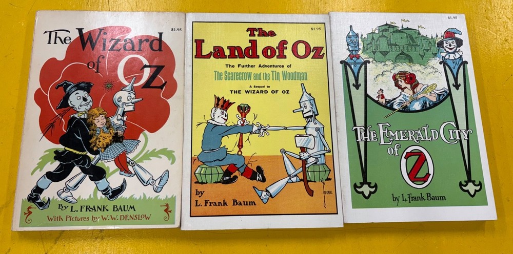 Lot of 3 OZ books L Frank Baum Soft cover Rand McNally Vintage wizard of oz