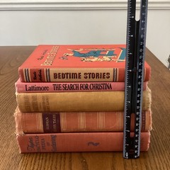 Lot Of 5 Orange Shades Vintage Books Staging Decor Display Hardcover