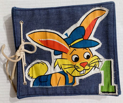 VTG Handmade Cloth Counting Book Appliqué Number Mod Granny Bunny Frog Butterfly