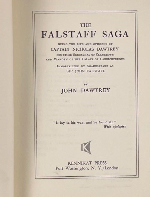 The Falstaff Saga by John Dawtrey – Kennikat Press 1970 – HC