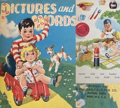 Vintage Pictures And Words Board Book 1947 ~Saalfield Publishing~ Spiral Bound