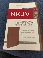 NKJV Holy Bible, Giant Print Center-Column Reference Bible, Brown Leathersoft