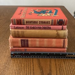 Lot Of 5 Orange Shades Vintage Books Staging Decor Display Hardcover