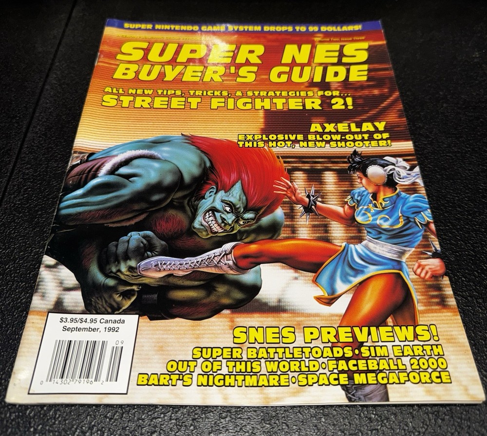 Super NES Buyer’s Guide Magazine Street Fighter II, Axelay Vol 2 #3, Sept 1992