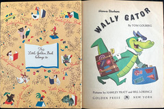 WALLY GATOR ~ childrens 1st ed Little Golden Book & Whitman Tell-A-Tale Book set