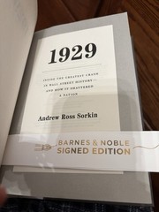 1929. Andrew Ross Sorkin. Signed 1st HC Ptg. Viking 2025 Near Fine Unread