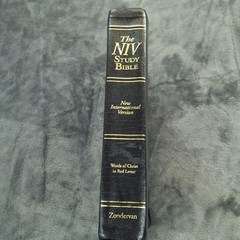 NIV Study Bible Zondervan Bonded Leather Red Letter Indexed Soft Cover