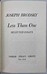 Less Than One : Selected Essays, Joseph Brodsky, 1986 1st Ed Nobel Laureate HCDJ