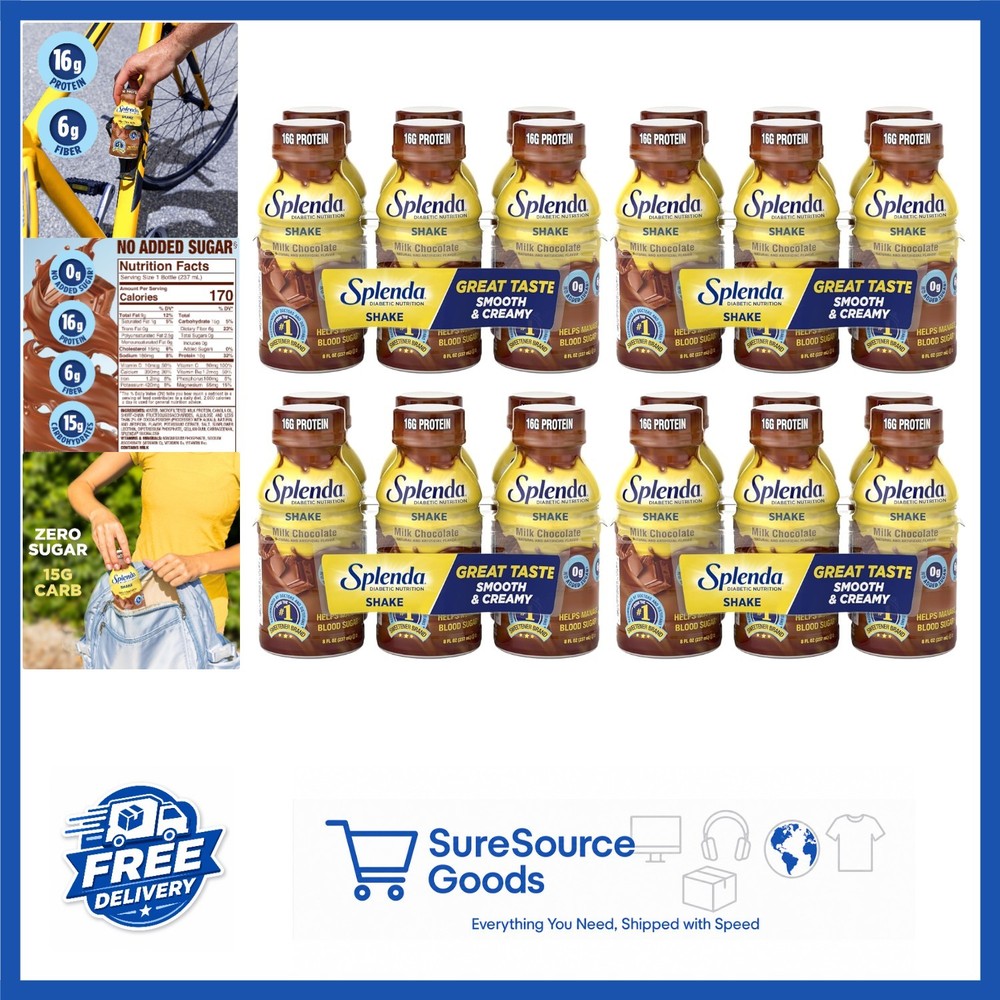 Milk Chocolate Diabetes Nutrition Shakes 8 Fl Oz Liquid Meal Replacement 24 Pack