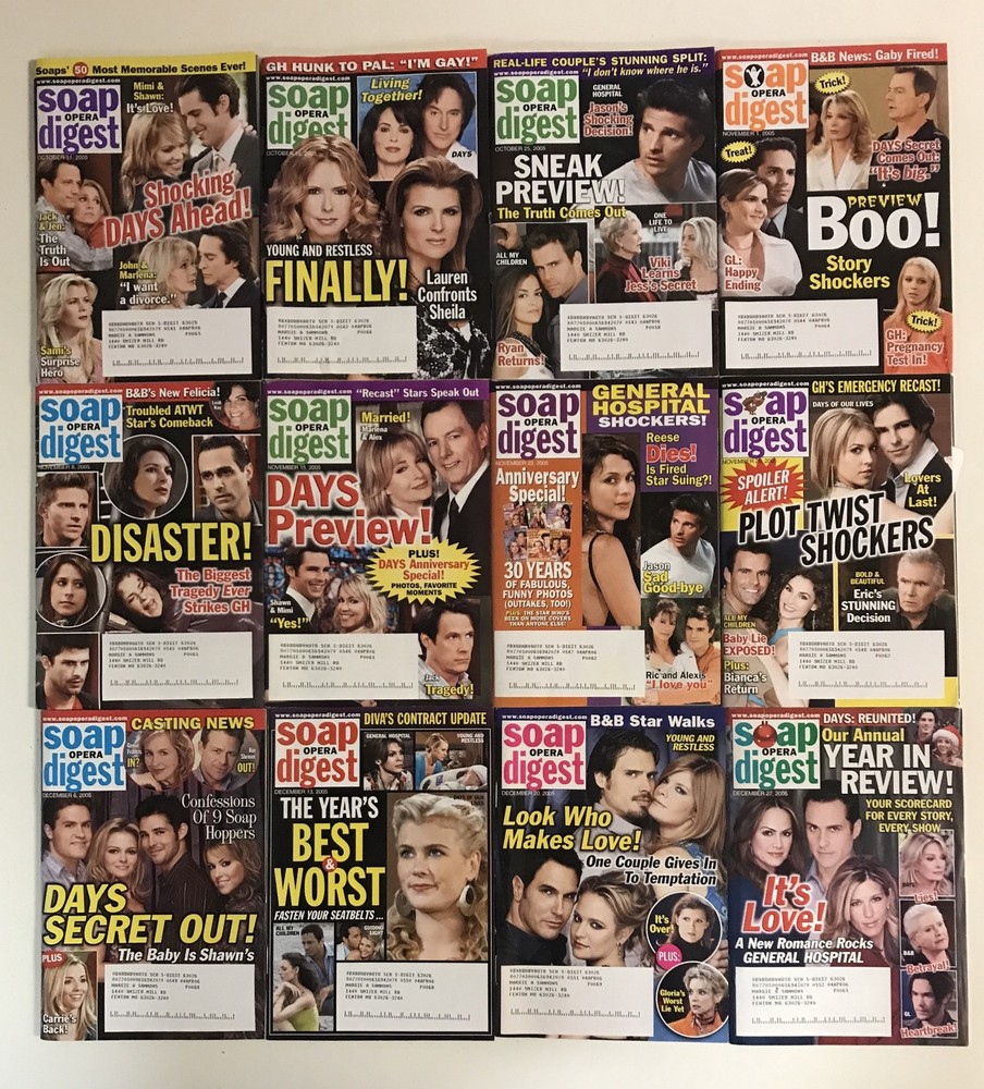 SOAP OPERA DIGEST magazine lot of 12 issues Oct-Dec 2005 TV Drama