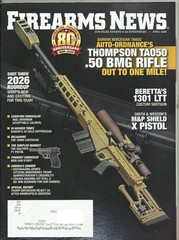 Firearms News April 2026 — Thompson TA50 .50 BMG + Beretta 1301 LTT + Shield X