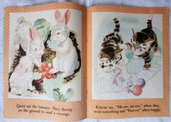 Vtg 1943 MY FIRST BOOK OF ANIMAL PICTURES Merrill Linen-Like Easter Bunny Lamb