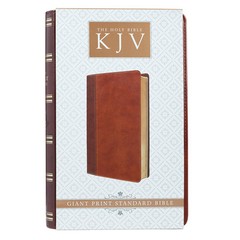 The Holy Bible King James Version Giant Print Tan/Brown / Jesus words in red