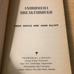 Andromeda Breakthrough Fred Hoyle John Elliot PB Perennial Library 1979 1st