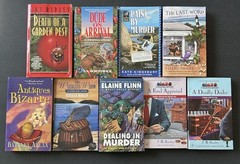 Lot of 9 Cozy Mystery PB Books Mixed Authors Antiques Collectibles Gardening