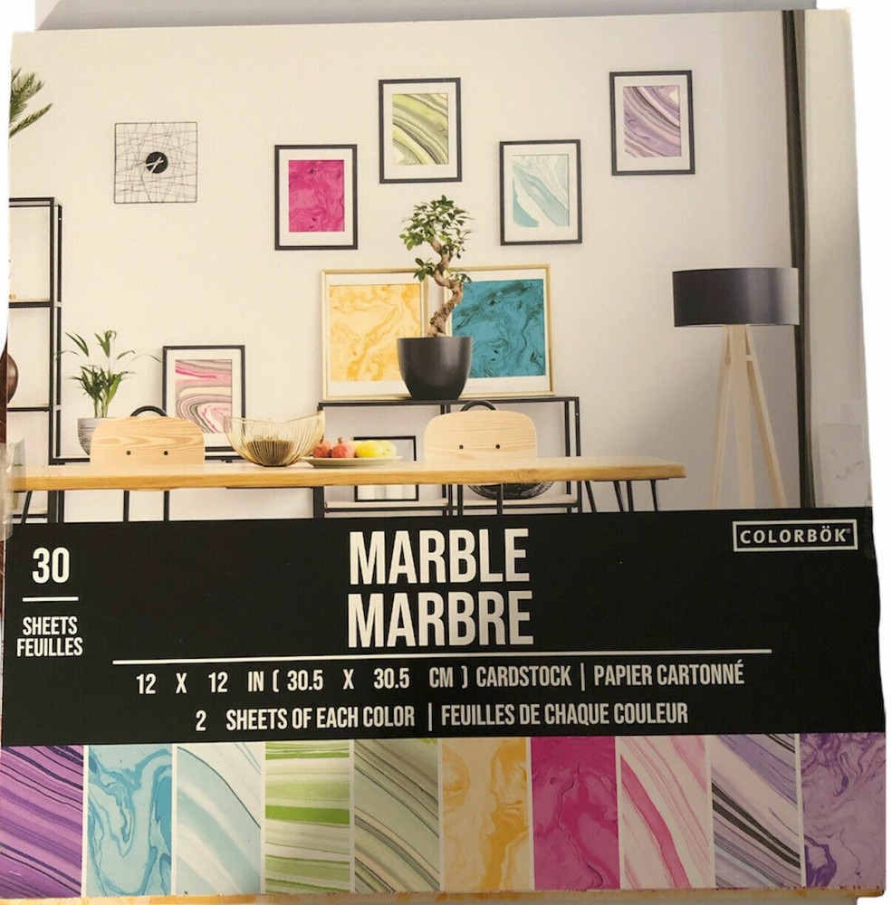 ColorBok 71876 Cardstock Paper Pad 30 Sheets Marble, 12″ x 12″