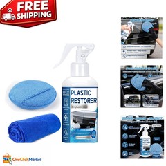 Deep Black Plastic Restorer for Cars – 5oz Trim & Vinyl Protector with Sponge