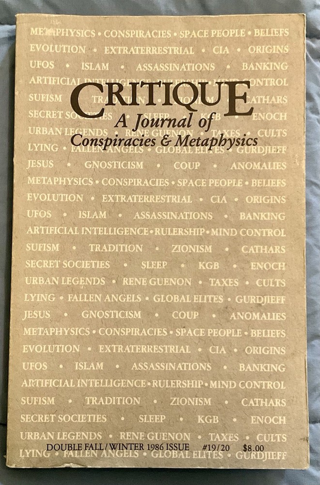 Critique: A Journal of Conspiracies and Metaphysics – Fall/Winter 1986 – VG