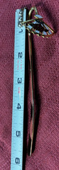 VINTAGE Gold Enamel Fan Bible Book Mark 5.75” White Rose Emerald Made in Taiwan
