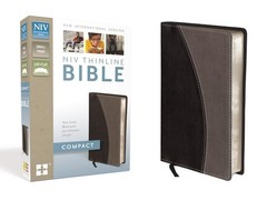 NIV, Thinline Bible, Compact, Imitation Leather, Black/Gray, Red Letter Edit…