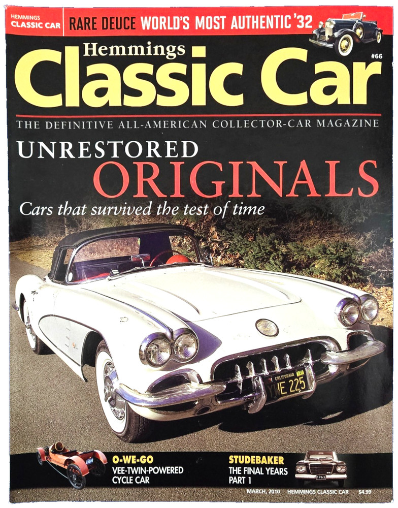 HEMMINGS CLASSIC CAR MAGAZINE: UNRESTORED ORIGINALS CARS THAT SURVIVED MAR 2010