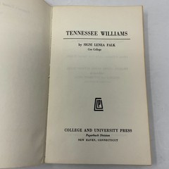 Tennessee Williams (Twayne’s United States Authors Series) by Signi Falk PB Firs