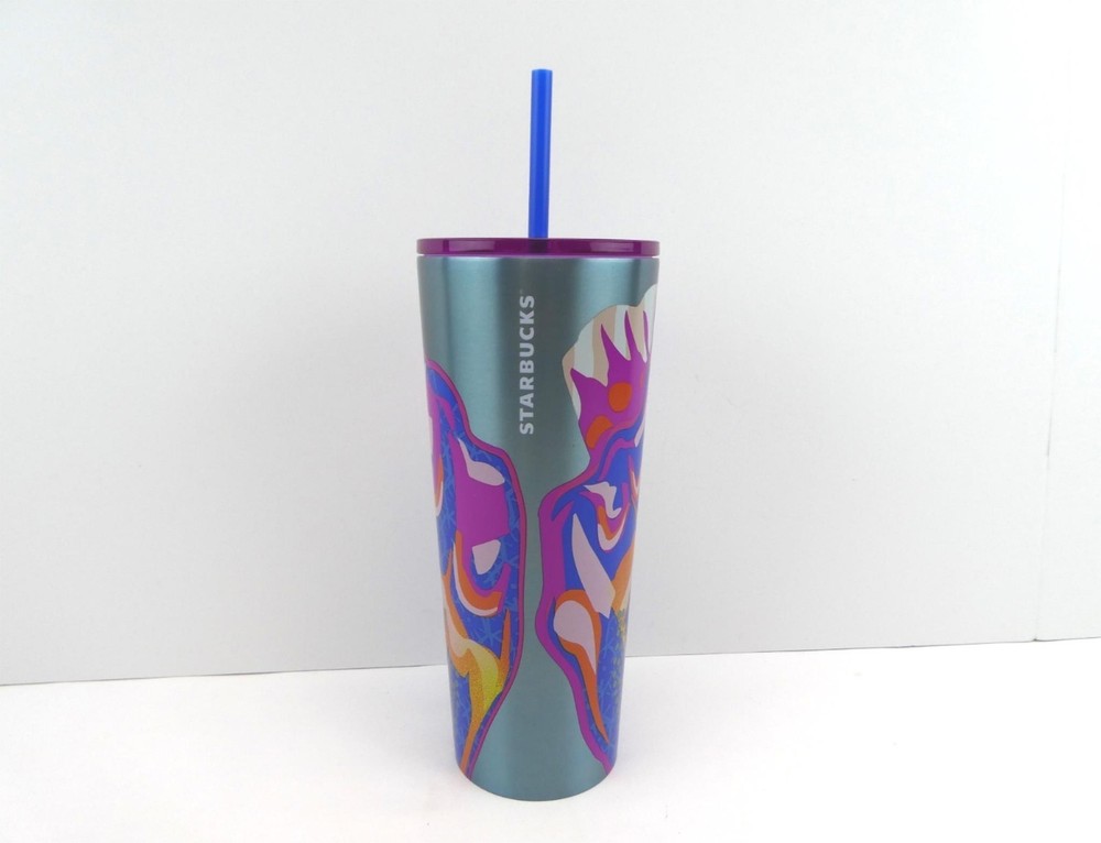 Starbucks Summer 2024 Abstract Swirl Butterfly Silver Metal Venti Tumbler 24oz