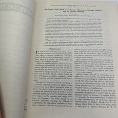 Masers and Optical Pumping Reprint for Association Physics Teachers 1965 ExLib
