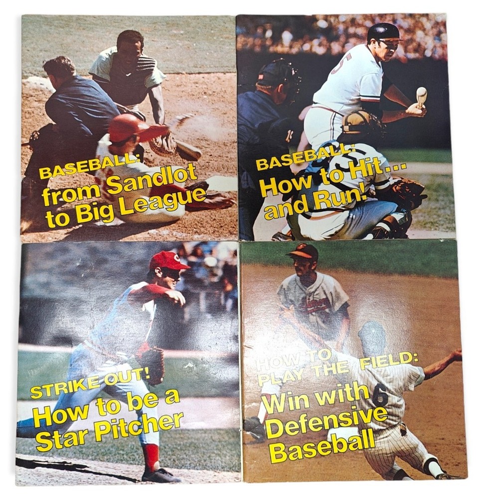 Vintage Lot Of 4 Baseball Books Complete Set Softcovers 1973 Youth Educational