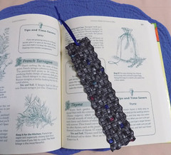 Bookmark Handmade Fabric Cloth Multi Colored Weave Themed Blue Grosgrain Ribbon