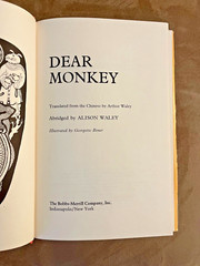 Dear Monkey – Arthur / Alison Waley & Waley (ed.) 1st US Printing HC Book