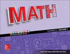 Glencoe Math 2016, Course 3 – Spiral-bound, by McGraw-Hill Education – Very Good