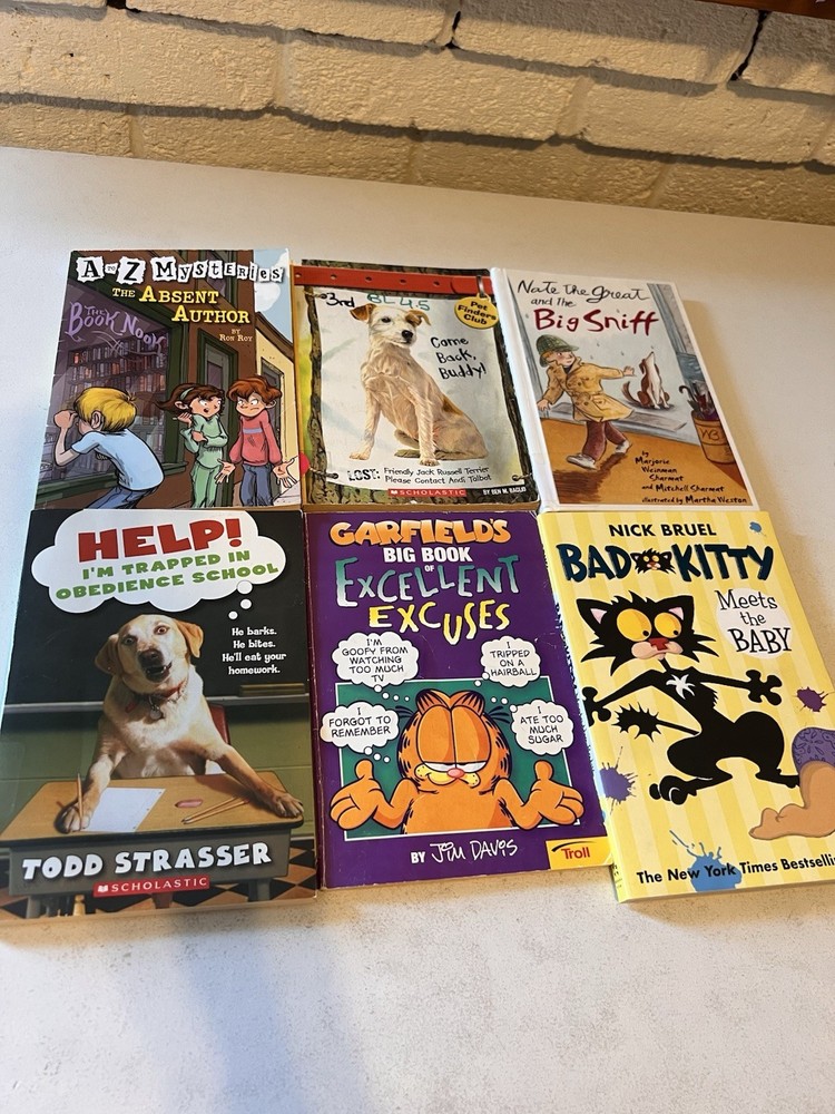 Lot Of 6 Set Of 6 Paperback Early Chapter Books Kids Dogs, Cats, Mystery, Funny