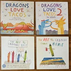 Lot of 4 Illustrated Children’s Books English Language Dragons Love Tacos etc.