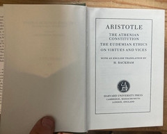 ARISTOTLE: ATHENIAN CONSTITUTION. EUDEMIAN ETHICS. VIRTUES By Aristotle & H.