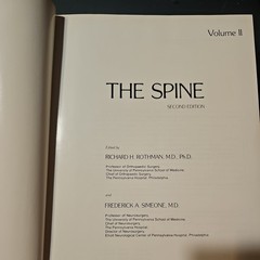ROTHMAN-SIMEONE: THE SPINE, 2ND EDITION (2 VOL. SET) By Richard H. Rothman