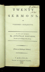 Twenty Sermons on various subjects 1803 by Jonathan Edwards ORIGINAL RARE