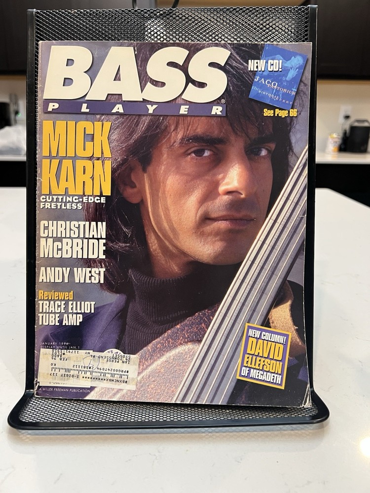 1996 Mick Karn • Bass Player Magazine • Japan & Dali’s Car Fretless Bassist