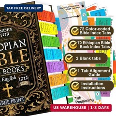 Book Tabs for The Complete Restored Ethiopian Bible, 72 Color-Coded Laminated In