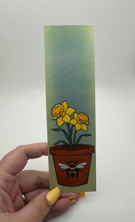 Daffodil & Bee Cardstock Bookmark Original LKZArtCreations Booktok