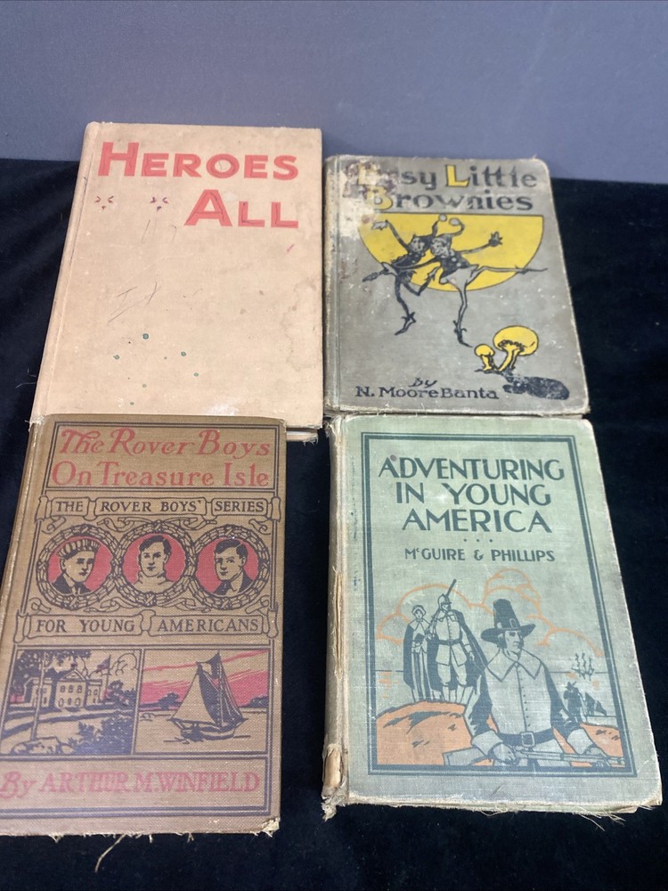 Early 1900s Book Lot Of 4 Antique s Adventure ,Winfield McGuire &Philips