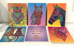 New kaleidoscope Coloring Books For Adults/Kids Lot of 6 Wolves/Cats MSRP 9.99ea