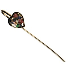 Vintage Cloisonné Heart Butterfly Floral Bookmark Gold Tone 6″ Unsigned